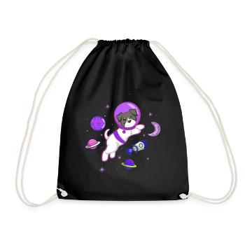 Puppy Dog Owner Astronaut - Drawstring Bag - black - Front
