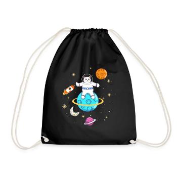 Astronaut Lovers Cat Owners - Drawstring Bag - black - Front