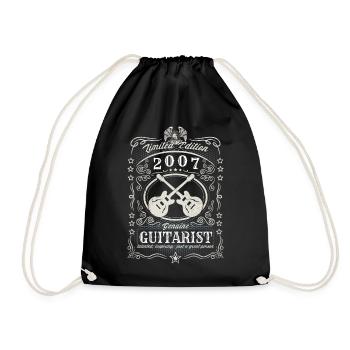 Vintage 2007 Guitarist Birthday Gift Hobby - Drawstring Bag - black - Front