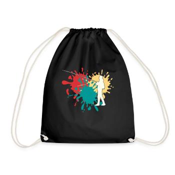 Fishing Angler Silhouette - Drawstring Bag - black - Front