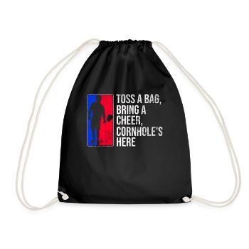 Cornhole Player Blind Hole - Funny Cornhole - Drawstring Bag - black - Front