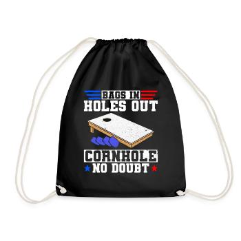 Cornhole Player Blind Hole - Funny Cornhole - Drawstring Bag - black - Front