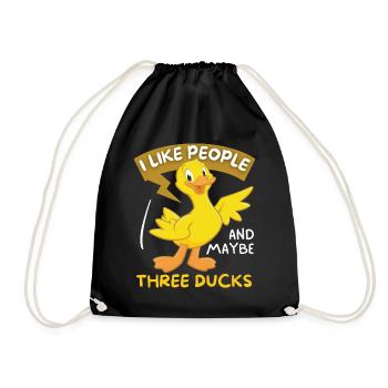 Comic Ente lustiger Spruch Cartoon-Ente - Turnbeutel - Schwarz - Vorne