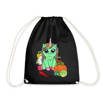 Organic Eco Unicorn Vitamins Vegetable Enjoyment Gardening - Drawstring Bag - black - Front