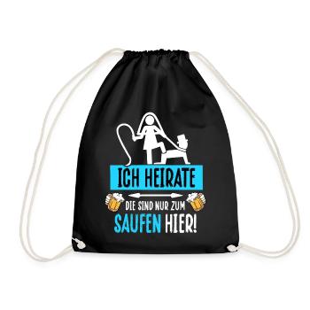 Junggesellenabschied T-Shirt Bräutigam JGA Poltern - Turnbeutel - Schwarz - Vorne
