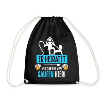 Polterabend T-Shirt Mann Junggesellenabschied JGA - Turnbeutel - Schwarz - Vorne
