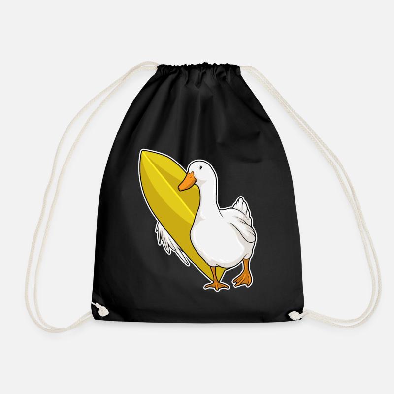 Ente Surfer Surfbrett - Turnbeutel - Schwarz