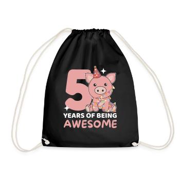 Cochon pour les 5 ans Enfants de cinq ans - Sac de sport léger - noir - Devant