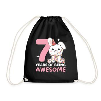 Rabbit for 7th birthday Children seven years old - Drawstring Bag - black - Front