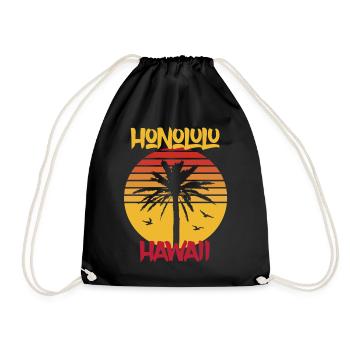 Hawaii Honolulu Palmen Ocean Surfing - Turnbeutel - Schwarz - Vorne