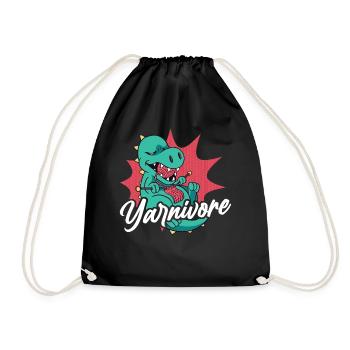 Knitting Knitter Pun Dinosaur - Turnbeutel - Schwarz - Vorne