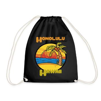 Honolulu Sunset Holiday Hawaii Palms Ozea - Drawstring Bag - black - Front