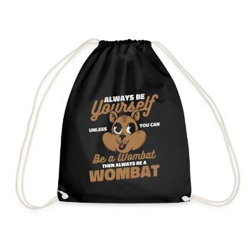 Wombat Animal Australia Womabts - Drawstring Bag - black - Front