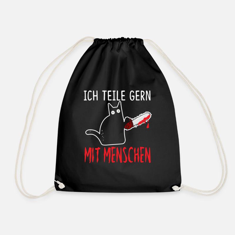 Ich Teile Gerne MitMenschen Katze Motorsäge - Turnbeutel - Schwarz