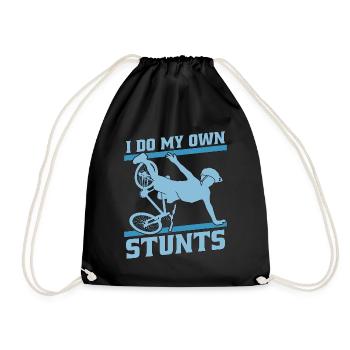 Bicycle I Do My Own Stunts Bicycling Biker Cyclist - Drawstring Bag - black - Front