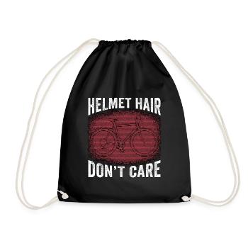 Bicycle Helmet Hair Don't Care Road Bike Cyclist - Drawstring Bag - black - Front
