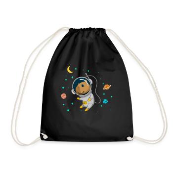 Capybara Flüsterer Astronaut - Turnbeutel - Schwarz - Vorne