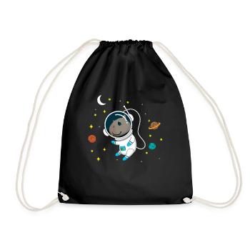 Astronaut Capybara Meerschweinchen - Turnbeutel - Schwarz - Vorne
