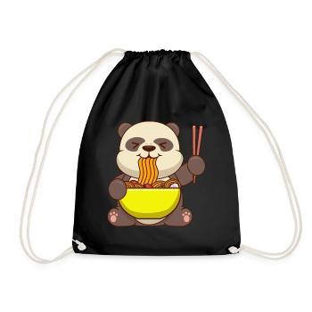 Panda Ramen Japanisches Essen - Turnbeutel - Schwarz - Vorne