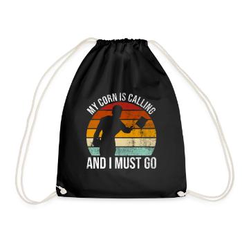 Cornhole Player Blind Hole - Funny Cornhole - Drawstring Bag - black - Front