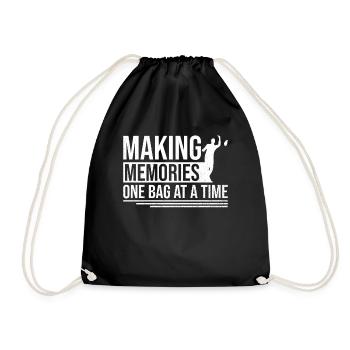Cornhole Player Blind Hole - Funny Cornhole - Drawstring Bag - black - Front