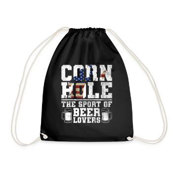 Cornhole Player Beer - Fun Cornhole - Drawstring Bag - black - Front