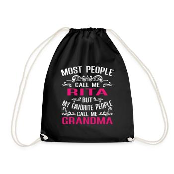Rita Name Funny Personalized Grandma - Drawstring Bag - black - Front