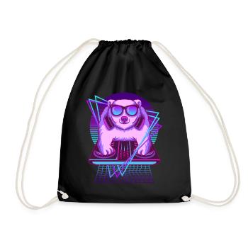 Vaporwave Eisbär DJ Pult Eisbär - Turnbeutel - Schwarz - Vorne