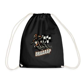 Dirt Bike Racing Motorsport Cross Motorcycle Biker - Drawstring Bag - black - Front