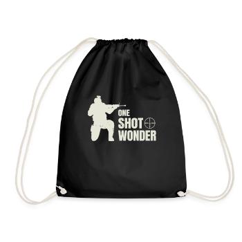 FPS Gamer One Shot Wonder Lustiges Gaming - Turnbeutel - Schwarz - Vorne