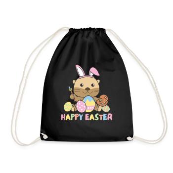 Joyeuses Pâques Douce Loutre de Pâques avec des œufs de Pâques - Sac de sport léger - noir - Devant