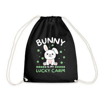 Hase is my lucky carm Kleeblatt St Patricks Day - Drawstring Bag - black - Front