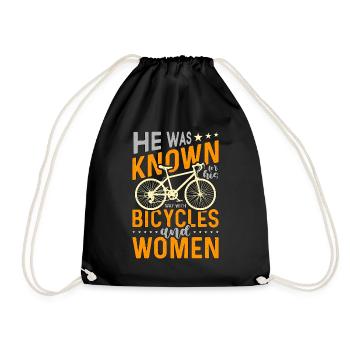 Bicycle He Was Known For His Mountain Bike Cyclist - Drawstring Bag - black - Front