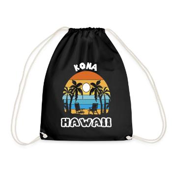 Kona Family Vacation Hawaii Vacation Ocean Palms - Drawstring Bag - black - Front