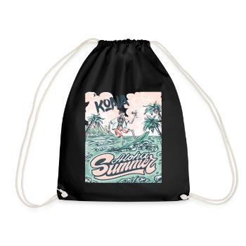 Kona Surfing Hawaii Holiday Palm Beach Ocean - Drawstring Bag - black - Front