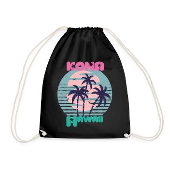 Palm Hawaii Kona Vacation Beach Ocean - Drawstring Bag - black - Front