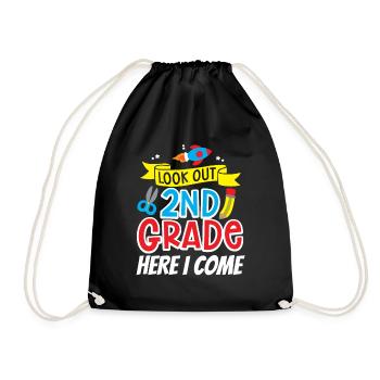 Attention second grade I come second grader - Drawstring Bag - black - Front