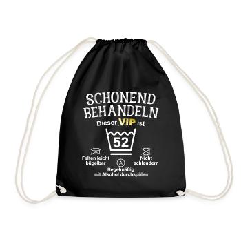 52. Geburtstag Schonend Behandeln 52 VIP ist 52 - Turnbeutel - Schwarz - Vorne