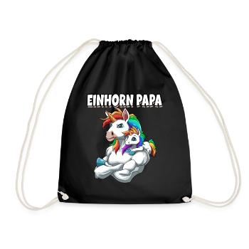 Starkes Einhorn Vater mit Einhorn Kind für - Turnbeutel - Schwarz - Vorne