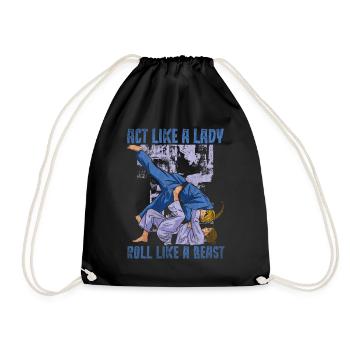 Act Like A Lady Roll Like A Beast Jiu Jitsu - Drawstring Bag - black - Front