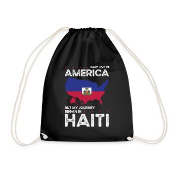 Geboren als Haitianer Haiti Amerikaner USA - Turnbeutel - Schwarz - Vorne
