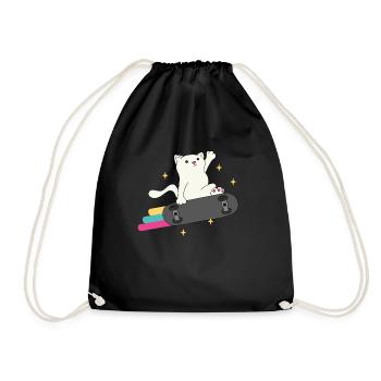 Lustige Skater Katze Skateboard Skateboarding - Turnbeutel - Schwarz - Vorne