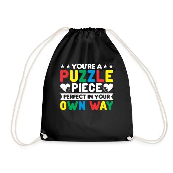autism awareness Puzzle piece perfect in your way - Turnbeutel - Schwarz - Vorne