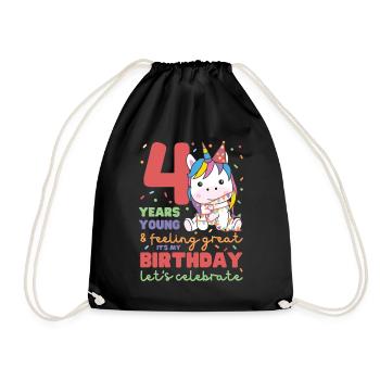 Licorne pour les enfants de 4 ans de quatre ans - Sac de sport léger - noir - Devant