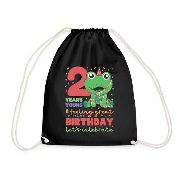 Grenouille pour le 2ème anniversaire Enfants de deux ans - Sac de sport léger - noir - Devant