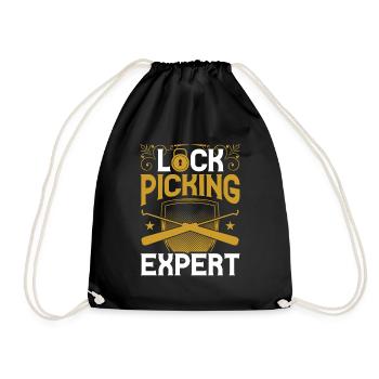 Lockpicking Experte Schloss Lock Picking Knacken - Turnbeutel - Schwarz - Vorne