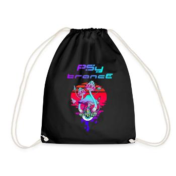 Psytrance Psychedelic Pilz Sunset - Turnbeutel - Schwarz - Vorne