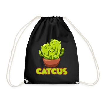 Catcus Katze und Kaktus mexikanischer Kaktus - Turnbeutel - Schwarz - Vorne
