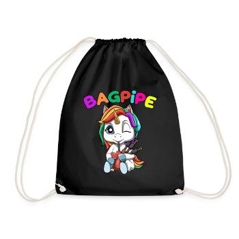 Einhorn spielt Dudelsack Dudelsackmusik Unicorn - Turnbeutel - Schwarz - Vorne
