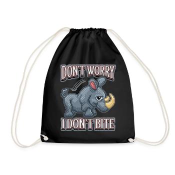 Rhinocéros, rhinocéros, drôle de dicton, pixel art - Sac de sport léger - noir - Devant